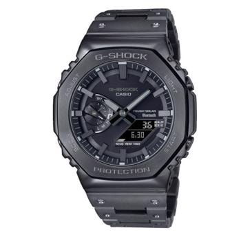 Sort G-Shock ur med digital og analog display, robust design og PVD-belagt stål.